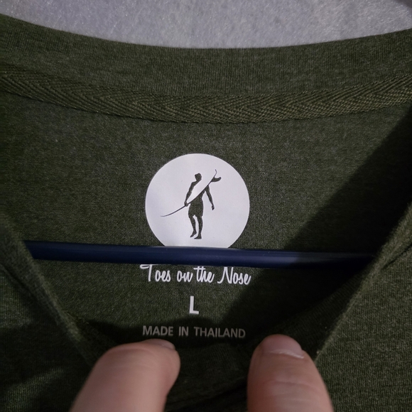 NWOT Toes On The Nose Mens Green Heathered Henley Long Sleeve Shirt Size Large - Picture 2 of 10